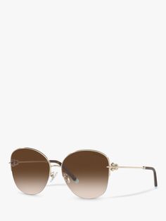 Женские солнцезащитные очки Tiffany &amp; Co TF3082 в форме подушки, бледно-золотистый/коричневый с градиентом