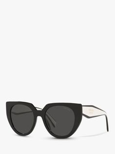 Женские солнцезащитные очки кошачий глаз Prada PR 14WS, черный мел/черный