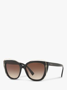 Tiffany &amp; Co TF4148 Женские солнцезащитные очки кошачий глаз, черные/коричневые