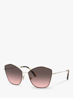 Miu Miu MU 60VS Женские солнцезащитные очки кошачий глаз, бледно-золотой/розово-серый с градиентом