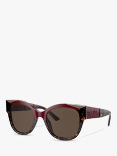 Женские солнцезащитные очки-подушка Prada PR 02WS, вишневый/темный Гавана