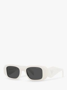 Женские прямоугольные солнцезащитные очки Prada PR17WS, белые/черные