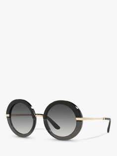Dolce &amp; Gabbana DG4393 Женские круглые солнцезащитные очки, полированный черный/серый с градиентом