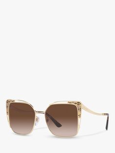 BVLGARI BV6179 Женские солнцезащитные очки-бабочки, золотисто-коричневый с градиентом