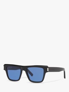 Yves Saint Laurent SL 469 Прямоугольные солнцезащитные очки унисекс, блестящие черные/синие