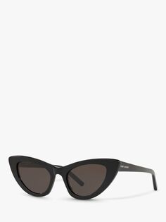 Yves Saint Laurent SL 213 Женские солнцезащитные очки кошачий глаз Lily, блестящие черные/серые