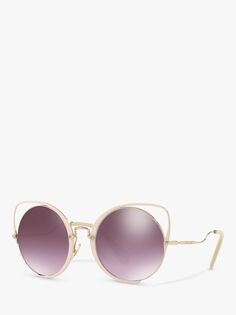 Miu Miu MU 51TS Женские солнцезащитные очки неправильной формы, золотистый/зеркально-фиолетовый
