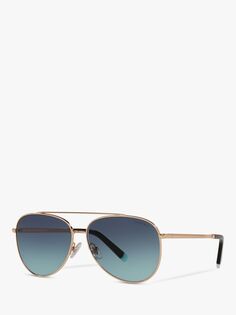 Женские солнцезащитные очки-авиаторы Tiffany &amp; Co TF3074, золотисто-синий с градиентом