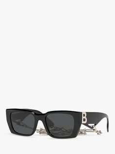 Женские солнцезащитные очки Burberry BE4336 с прямоугольной цепочкой, черные