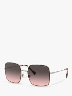 Miu Miu MU 61VS Женские солнцезащитные очки прямоугольной формы, бледно-золотой/розово-серый с градиентом