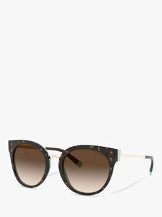 Tiffany &amp; Co TF4168 Женские круглые солнцезащитные очки, Гавана/Коричневый с градиентом