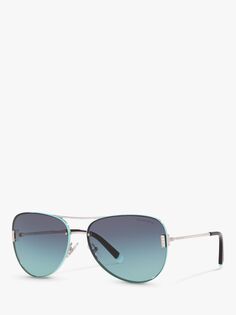 Женские солнцезащитные очки-авиаторы Tiffany &amp; Co TF3066, серебристо-синий с градиентом