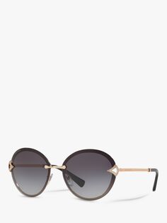 BVLGARI BV6101 Женские круглые солнцезащитные очки с украшением, розовое золото/серый с градиентом