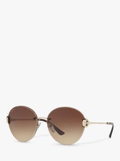BVLGARI BV6091B Круглые солнцезащитные очки, розовое золото/коричневый с градиентом