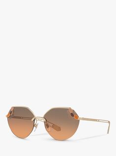 BVLGARI BV6099 Женские солнцезащитные очки неправильной формы, матовое бледно-золото/оранжевый градиент