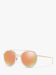Женские круглые солнцезащитные очки Giorgio Armani AR6051, бронзовый/оранжевый зеркальный