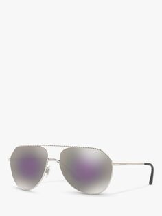 Dolce &amp; Gabbana DG2191 Женские солнцезащитные очки-авиаторы, серебристый/зеркально-серый