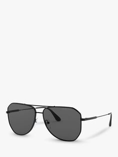 Мужские поляризованные солнцезащитные очки-авиаторы Prada PR 63XS, черные/серые