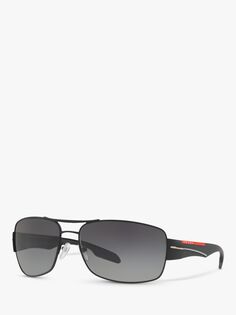 Мужские прямоугольные солнцезащитные очки Prada PS 53NS, черная резина