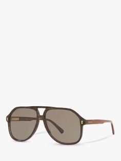 Мужские солнцезащитные очки-авиаторы Gucci GG1042S, сине-коричневые/серые