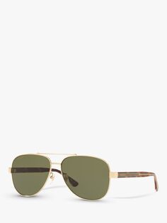 Gucci GC001244 Мужские солнцезащитные очки-авиаторы, золотисто-зеленые
