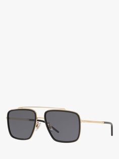 Dolce &amp; Gabbana DG2220 Мужские поляризованные солнцезащитные очки квадратной формы, золотистый/черный