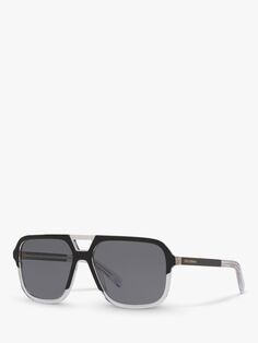 Dolce &amp; Gabbana DG4354 Мужские поляризованные солнцезащитные очки квадратной формы, прозрачный черный/серый