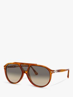 Persol PO3217S Мужские солнцезащитные очки-авиаторы, светло-коричневые/серые с градиентом