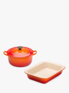 Набор чугунной кастрюли Le Creuset 20 см и керамической посуды диаметром 29 см, 2 предмета, вулканического происхождения