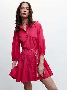 Мини-платье-рубашка Mango Cornelia, ярко-розовый