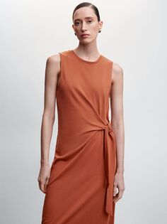 Платье-миди с завязками Mango, оранжевое