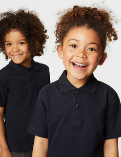 Школьная рубашка-поло унисекс из чистого хлопка (2–18 лет) Marks &amp; Spencer, темно-синий