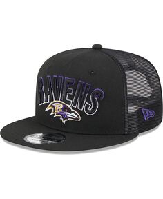 Мужская черная бейсболка Baltimore Ravens Grade Trucker 9FIFTY Snapback New Era