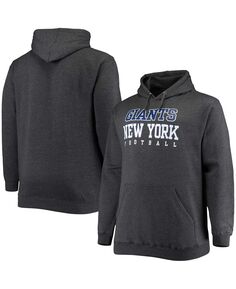 Мужской большой и высокий темно-серый пуловер с капюшоном New York Giants Practice Fanatics