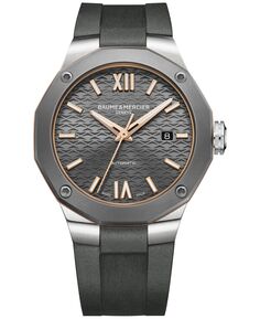 Мужские швейцарские автоматические часы Riviera темно-серого цвета с каучуковым ремешком, 42 мм Baume &amp; Mercier