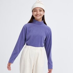 Лонгслив Uniqlo Kids Fleece Ribbed, фиолетовый