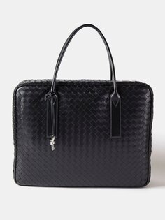 Большая дорожная сумка getaway из кожи intrecciato Bottega Veneta, черный