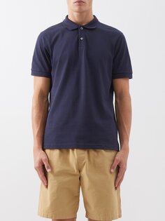 Рубашка-поло pima из хлопкового пике Sunspel, синий