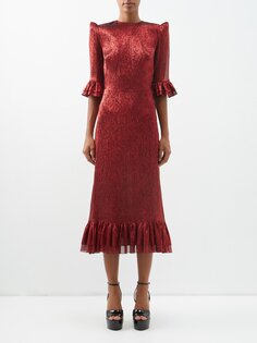 Платье falconetti из смесового шелка и ламе с оборками The Vampire&apos;S Wife, красный