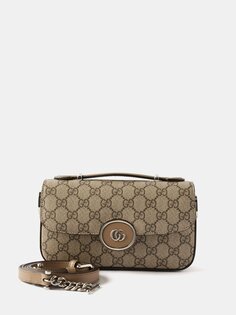 Маленькая холщовая сумка на плечо gg supreme Gucci, бежевый