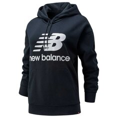 Худи New Balance Essentials Stacked Logo Oversized, черный