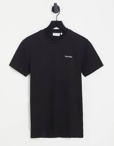 Черная футболка из смесового хлопка с логотипом Calvin Klein - BLACK
