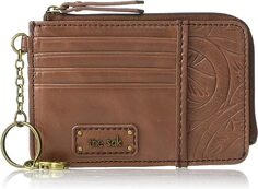 Кожаный кошелек Sak Iris с приподнятой визитницей и брелком для ключей, коричневый
