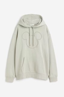 Худи H&amp;M Mickey Mouse With Motif, светлый серо-зеленый H&M