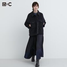 Плиссированная юбка в стиле колор-блок Uniqlo, черный