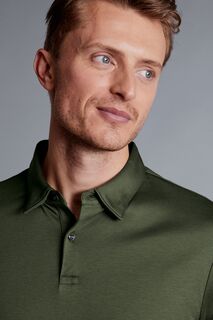 Рубашка-поло из джерси с длинными рукавами Charles Tyrwhitt, зеленый