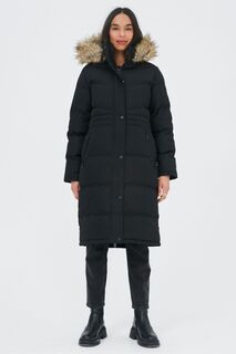 Удлиненная куртка-парка с капюшоном отделанным искусственным мехом Threadbare, черный