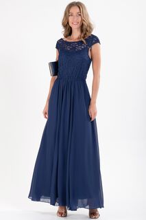 Синее платье-макси из свадебной коллекции с кружевным верхом Jolie Moi, синий