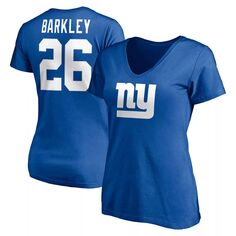 Женская футболка с v-образным вырезом с логотипом Saquon Barkley Royal New York Giants, имя и номер игрока Fanatics Fanatics