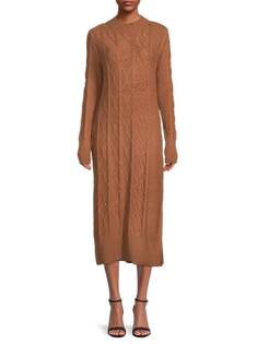 Трикотажное платье-свитер с косами T Tahari Tan